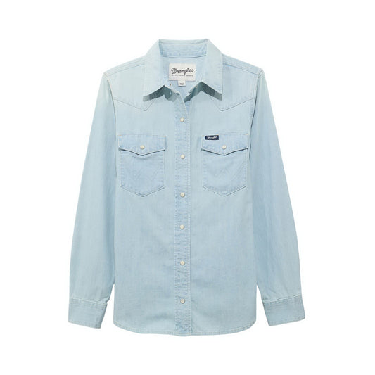 Long sleeve bleached pearl snap